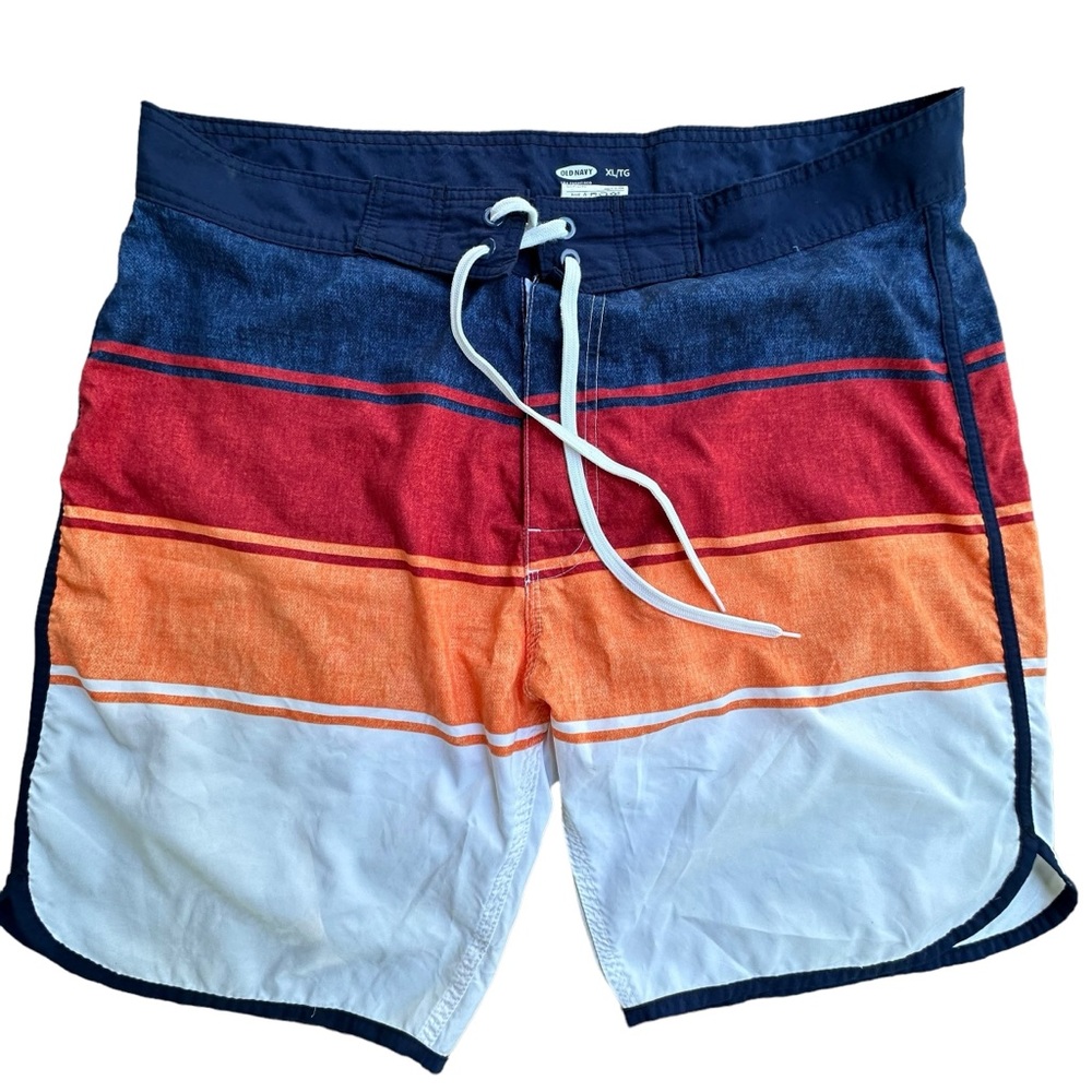 Old Navy men’s red white and blue board swim suit trunks Unlined summer pool xl